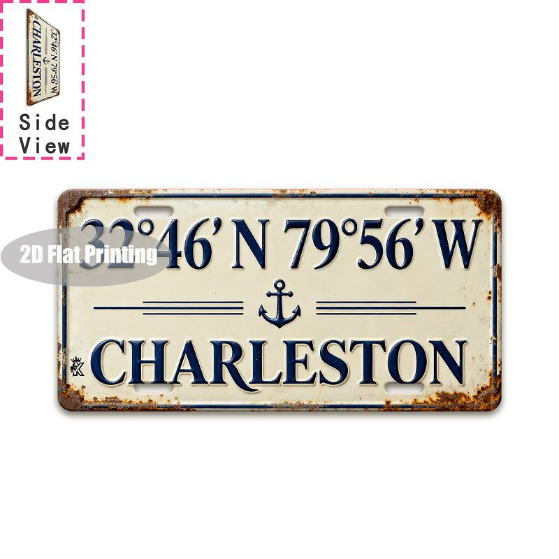 Tin Sign - Vintage Durable Metal Plaque Wall Decor, Home Office Bar Man Cave City Coordinate Birth Year License Plate Wall Art