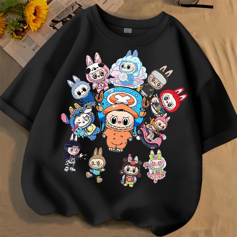 LABUBU Cartoon 3D Print Kids T Shirts White Boy Girls Trend Clothes Short-Sleeved Top
