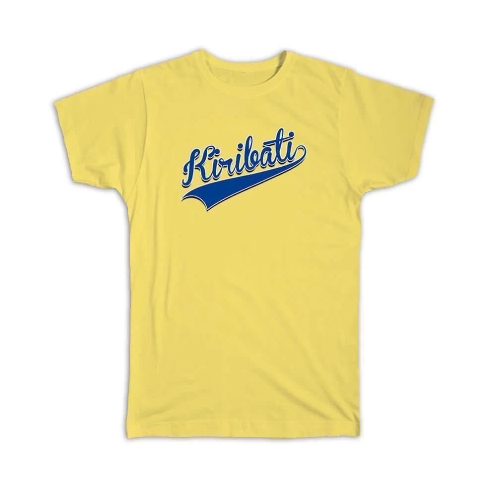 Gift T-Shirt : Kiribati Flag College Script Calligraphy Country Kittitian Expat M