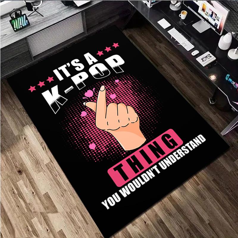 1Pc K Pop Print Rug - Home Decoration Carpet For Living Room Bedroom Flooring Computer Chair Area Rug