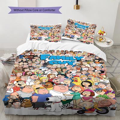 Family Guy Pattern Bedding,Quilt Set Quilt Cover Pillowcase Home Birthday Gift (1 * Duvet Cover + 2 * Pillowcase, Without Core)