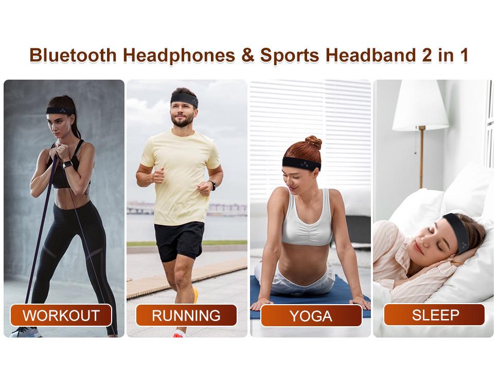 Wireless Bluetooth Yoga Headband Earbuds & Sleep Eye Mask with Ultra-long Standby