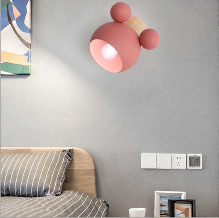 Nordic Mickey Wall Lamp: Cute Macaron Design for Children's Bedroom or Bedside, Ancient Town Lighting Style