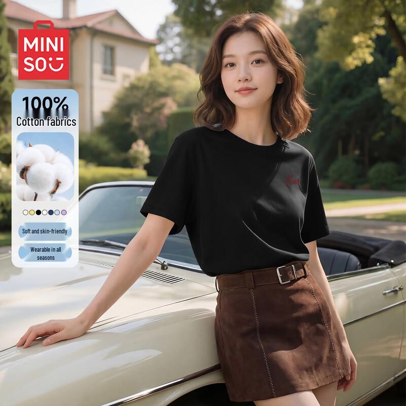 

Женская хлопковая футболка с коротким рукавом свободного кроя MINISO S