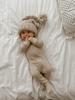 Rompers Organic Footed Rompers Baby Oatmeal [L'ovedbaby] (Zipper) ocb-454 (Beige) 0-3M (0-3 months)