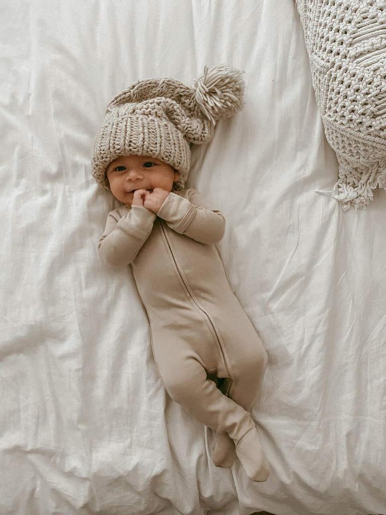 Rompers Organic Footed Rompers Baby Oatmeal [L'ovedbaby] (Zipper) ocb-454 (Beige) 0-3M (0-3 months)