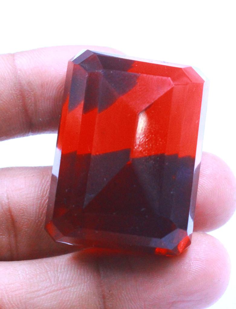 189.60 Carat Christmas Day Red Topaz Emerald Shape Lab Created Brazil Gemstone SN295