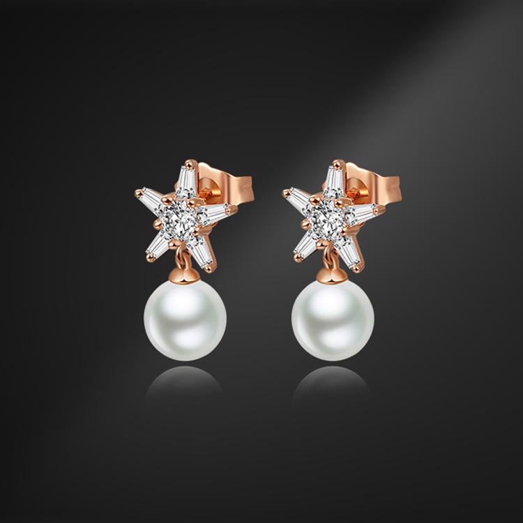 

Elegant Gold-Plated S925 Sterling Silver Star Pearl Earrings 925 Silver