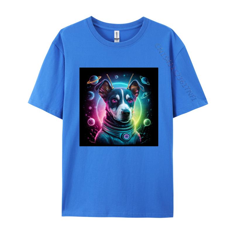 Camisa Tops Shirts Alien dog In Space Tshirts Problem Solved T Shirt Men Crazy Alien Dog Pure Cotton Tshirts