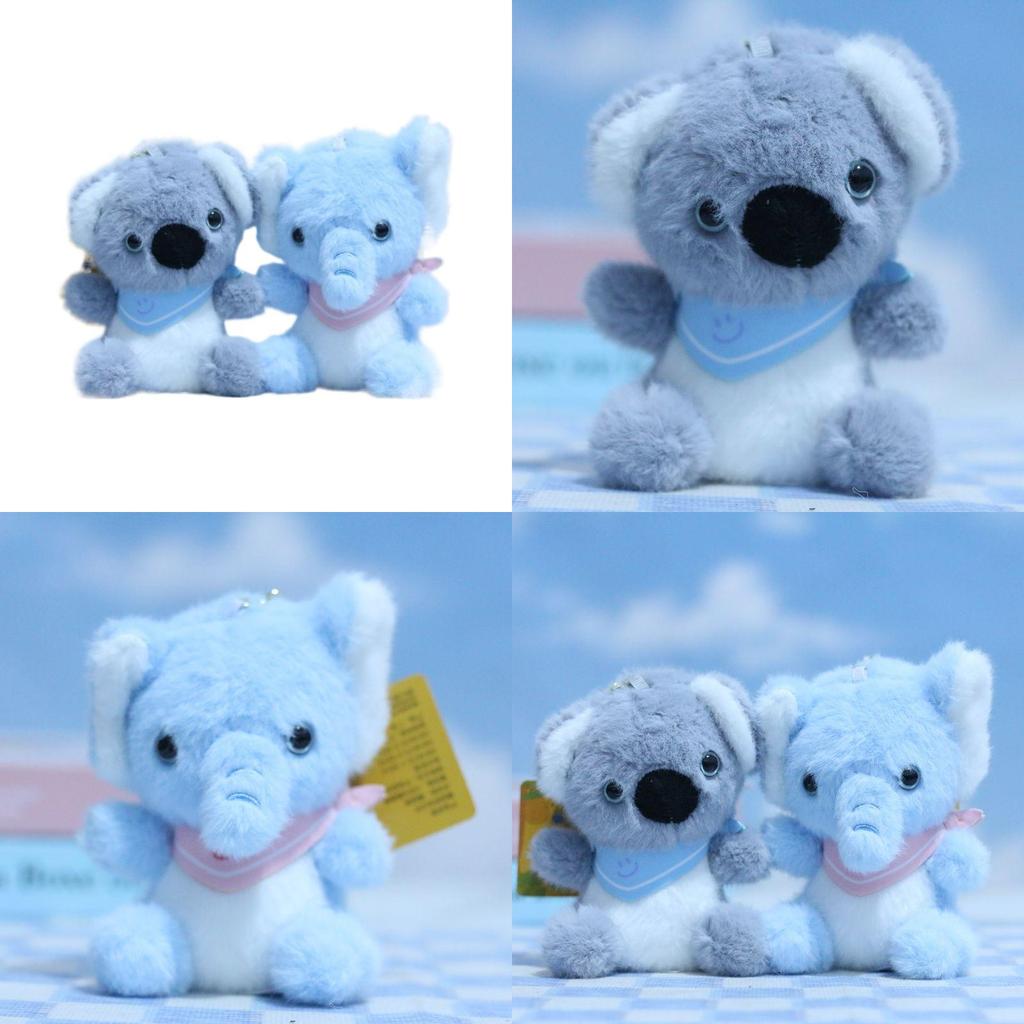 Adorable Plush Elephant And Koala Keychain Soft Toy Cute Animal Doll For Bags
