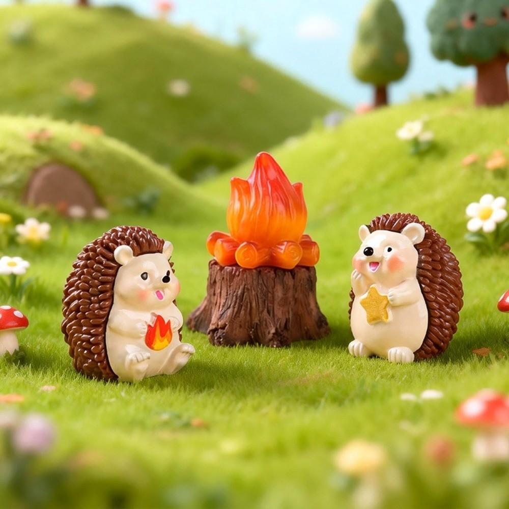 6 pcs Creative Hedgehog Figurines Resin Mini Hedgehog Sculpture  Car Interior Decor