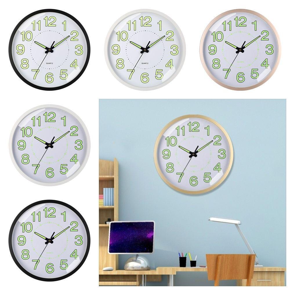 Non-Ticking Night Light Hanging Clock Glow In The Dark Wall Time Clock  Home Decor