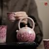 250ML Pink Ru Kiln Peony Flower Lifting Beam Teapot Boutique Tea Infuser Pot Tea Making Kettle with Strainer Teaware Ornaments