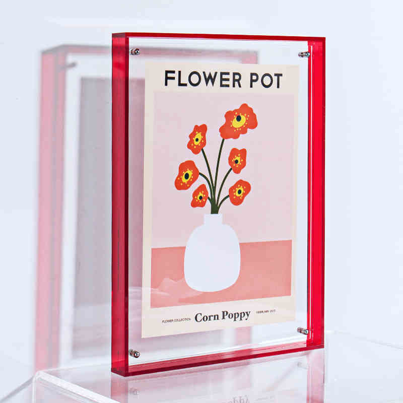 Floating Picture Frame Acrylic Frames for Wall Mounted Tabletop Standing Decorative Photo Frames Neon Translucent Hanging Frame