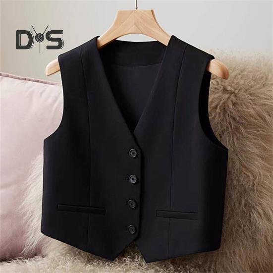 Women's Vest Top Sleeveless Suit Vest Single Breasted V-neck Waistcoat Dressy Casual Vest Jacket for Spring Summer