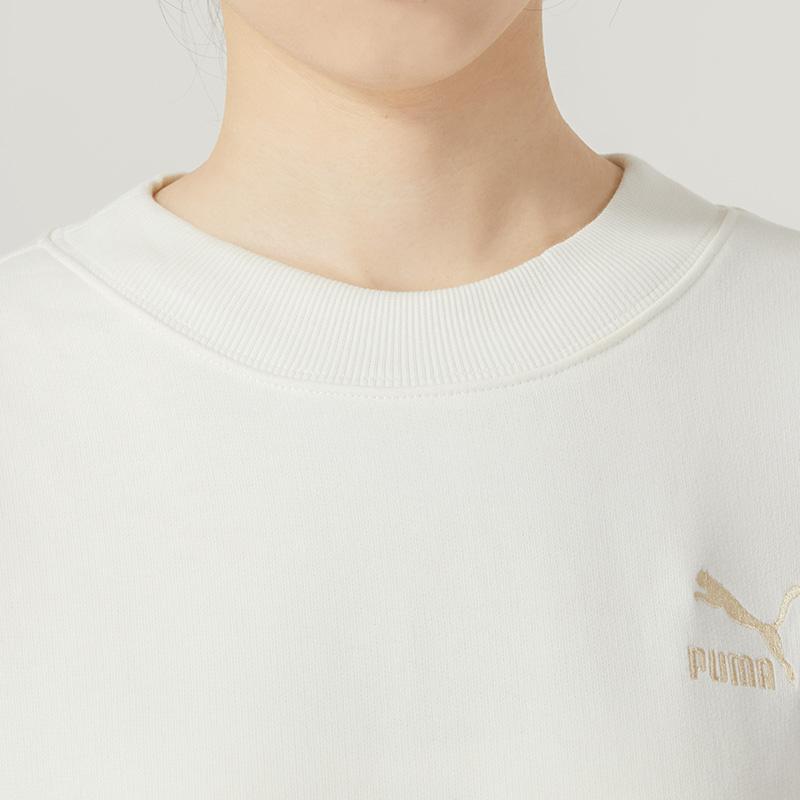 Puma Solid Color Breathable Casual Loose Round Neck Long Sleeve Sweatshirt Women Sweatshirt White 625251-65