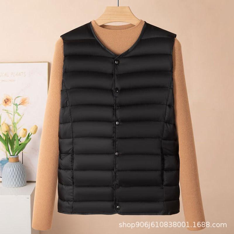 New light down cotton vest women's autumn and winter collarless liner short women's vest large size vest jacket