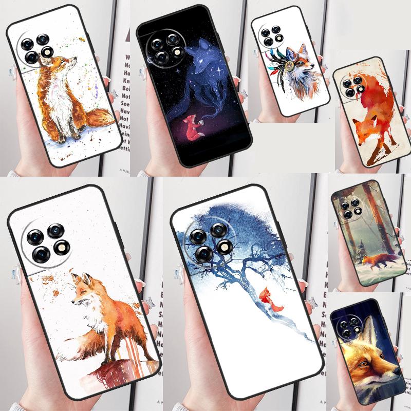 Watercolor Painting The Fox Cover For OnePlus Nord CE 4 2 3 Lite N20 N30 9 10 Pro 8T 9RT 10T 10R 12R 13R 11 12 13 Case