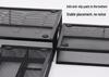 Set of 3 Metal File Holders with Multi-Compartment Cutlery Trays for Desktop Organization