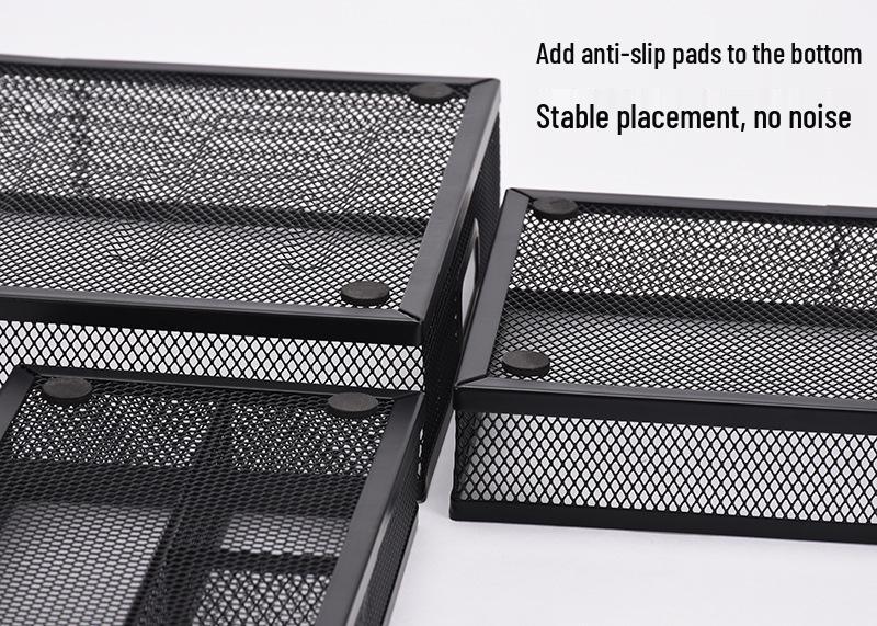 Set of 3 Metal File Holders with Multi-Compartment Cutlery Trays for Desktop Organization