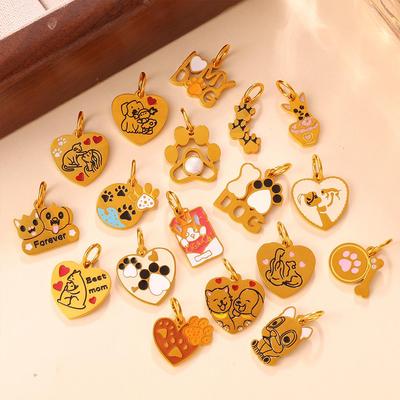 2025 Trendy Multi-Element Cartoon Drip Oil Dog Pendant Necklace Bracelet for Women