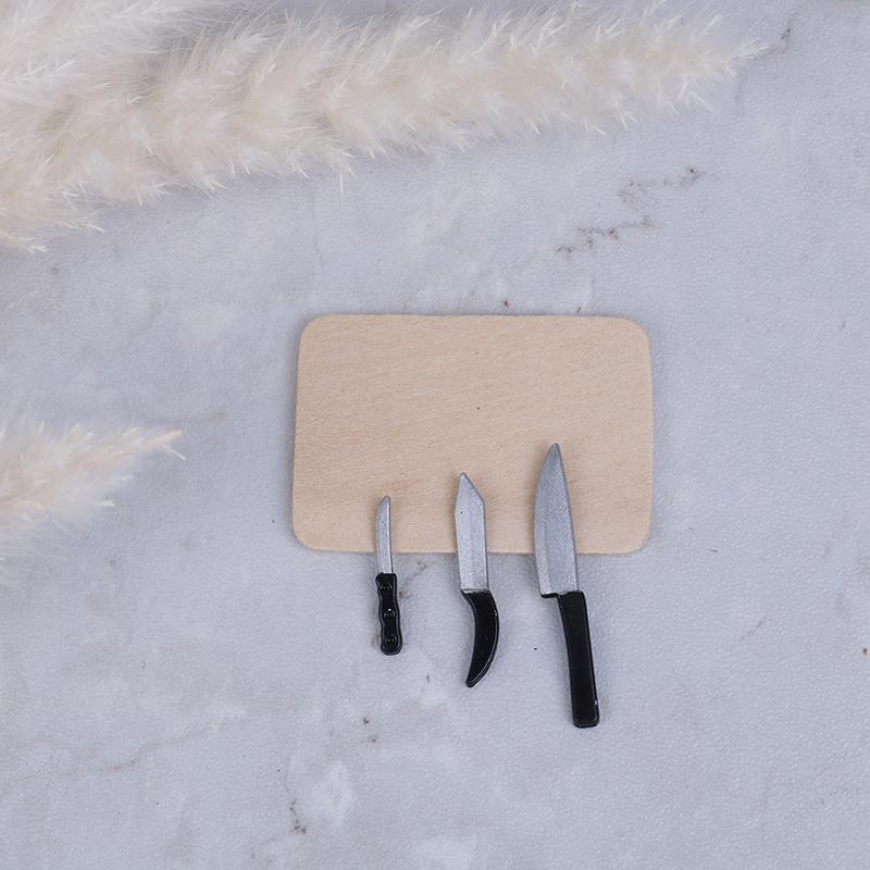 

4 шт. 1:12 кукольный домик, миниатюры, кухонная разделочная доска, набор ножей, мини-игрушки