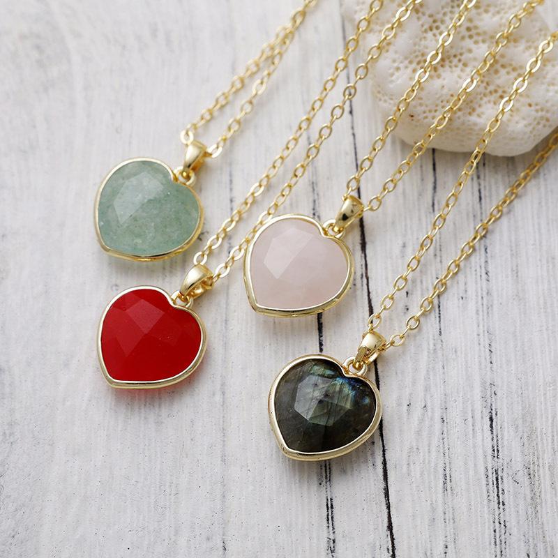 Luxury High Quality European, American, Japanese and Korean Popular Jewelry Natural Stone Love French Lazy Wind Plated 18K Gold Chain Pendant Necklace
