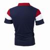 Men's Short-sleeved Three-striped Color Blocking Fashion Men's Lapel Short-sleeved T-shirt