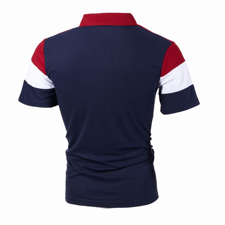 Men's Short-sleeved Three-striped Color Blocking Fashion Men's Lapel Short-sleeved T-shirt