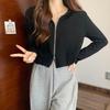Women's Loose Drawstring Hooded Long-Sleeve Short Sweatshirt - Early Autumn 2026, Trendy Regular Shoulder Top