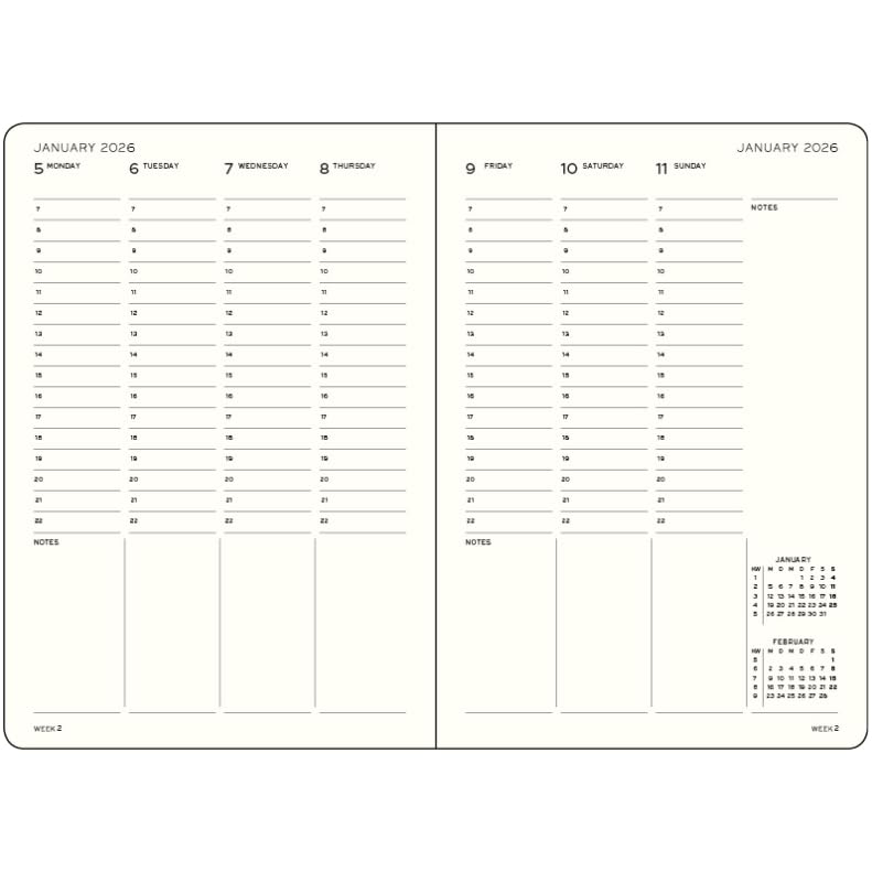 LEUCHTTURM Notebook 2026 beginning January A5 Weekly Bartical Forest Green 372763 authorised import