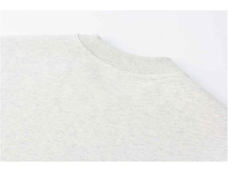 Men's Heavyweight White-Gray Fleece Hoodie: Autumn/Winter Loose Fit, Round Neck Long-Sleeve Pullover