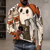 Men Plus Size Crew Neck Long Sleeve Shirt Black Gothic Skull Lion Graphic Casual Street Style Top