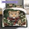 Forest Leopard  Pattern Bedding Quilt Set Quilt Cover Pillowcase Home Decoration  Gift (1 * Duvet Cover + 2 * Pillowcase, Without Core)