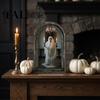 Spooky Gothic Room Decor Halloween Arched Wooden Wall Decor, Ghost Cat Hanging Ornament, Distressed Atmosphere Home Accents Tabletop Plaque,