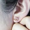 Rose Gold Plated Double-Layer Hollow Rose Purple Gold Exquisite Colored Gold Stud Earrings For Women