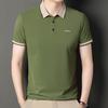 Einfarbiges Revers Kurzarm-T-Shirt für junge und mittelalte Männer Locker Lässig Poloshirt Oberteil