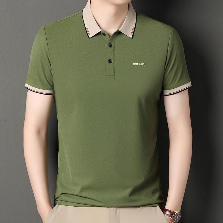 Einfarbiges Revers Kurzarm-T-Shirt für junge und mittelalte Männer Locker Lässig Poloshirt Oberteil