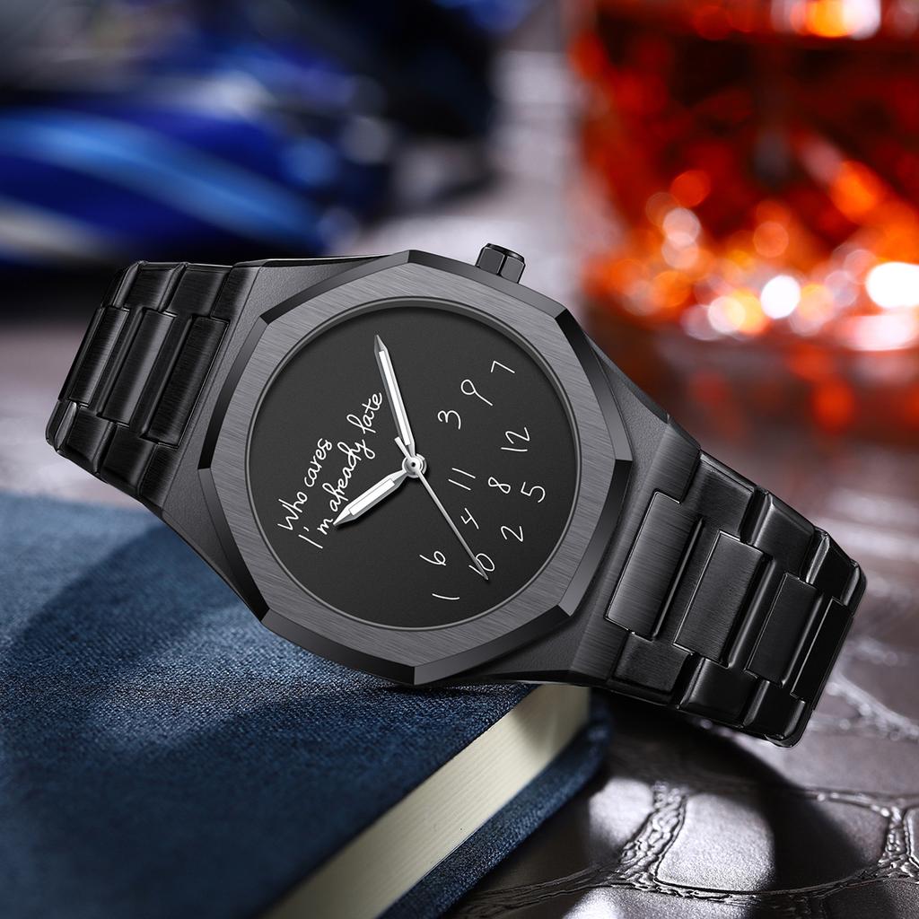 New Fashionable Luxury Men's Watch Creative Graffiti Dial Luminous Steel Strip Men's Quartz Watch Reloj Relojes Para Hombres