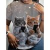 Sommer Damen 3D-Druck Rundhals T-Shirt Mode Vielseitig Atmungsaktiv Trend Lässig
