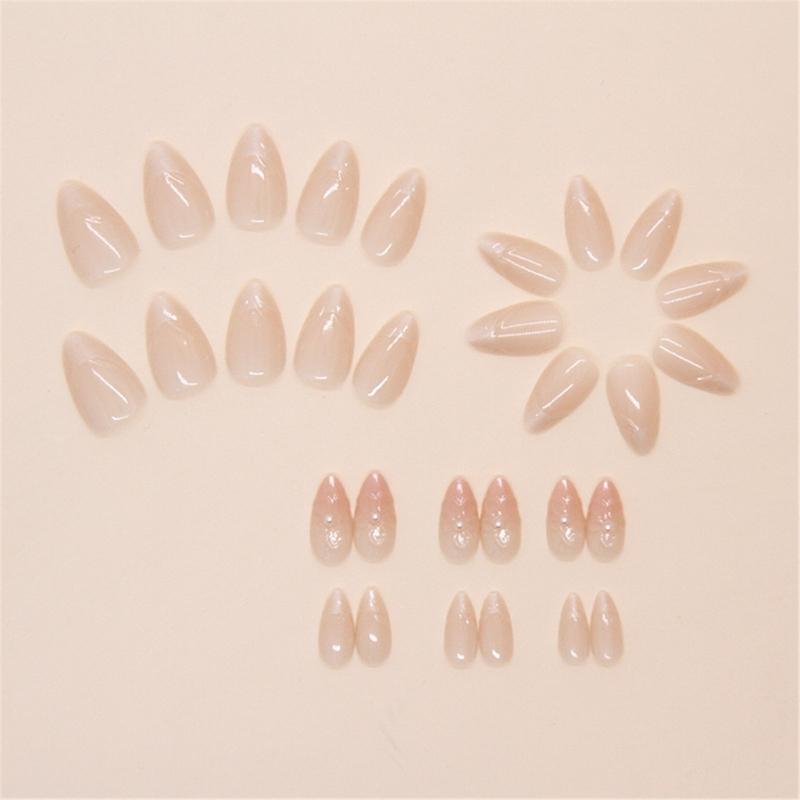 Kurzer mandelförmiger Press-on-Nagel mit 3D-Blumenmuster, künstlicher Nagel, Vollabdeckung, Aufkleber-Nagel, geeignet für verschiedene Anlässe, 30 Stück