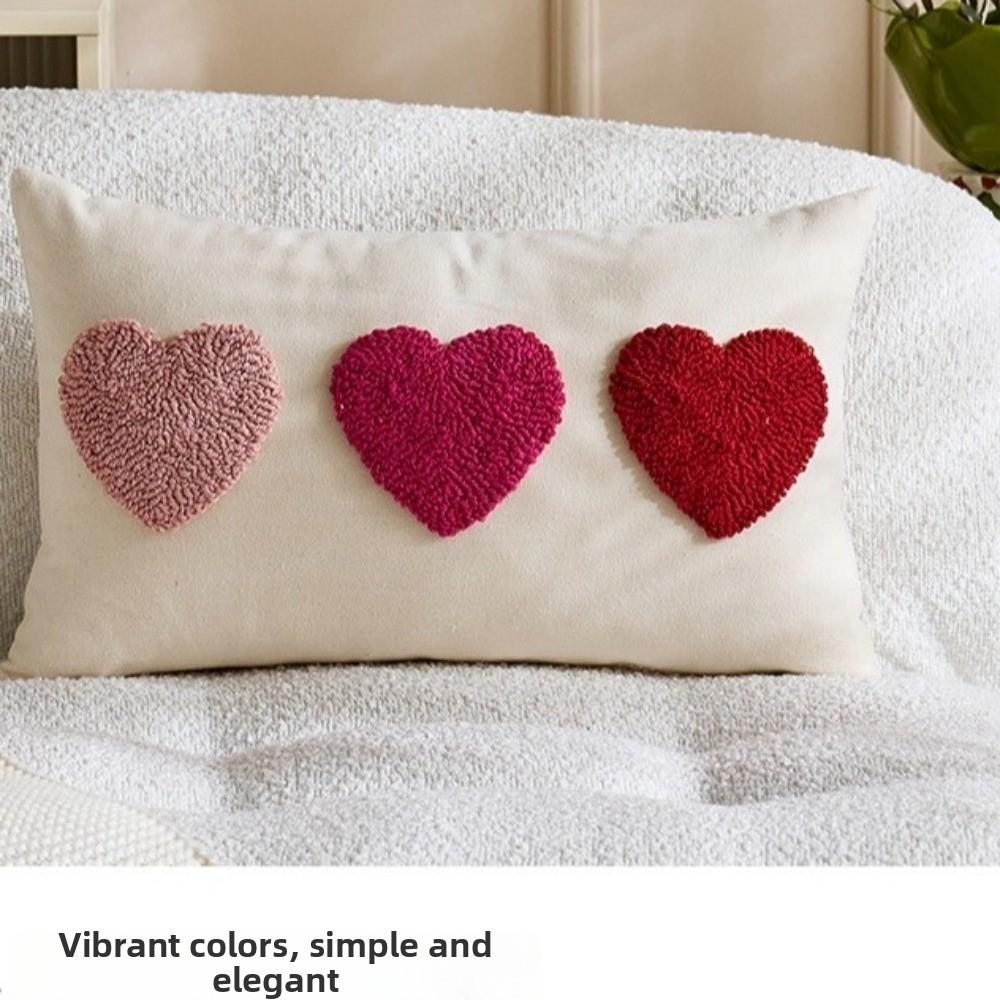 Romantic Valentine Heart Pattern Pillowcase Embroidery Throw Pillow Cover  Valentines Day