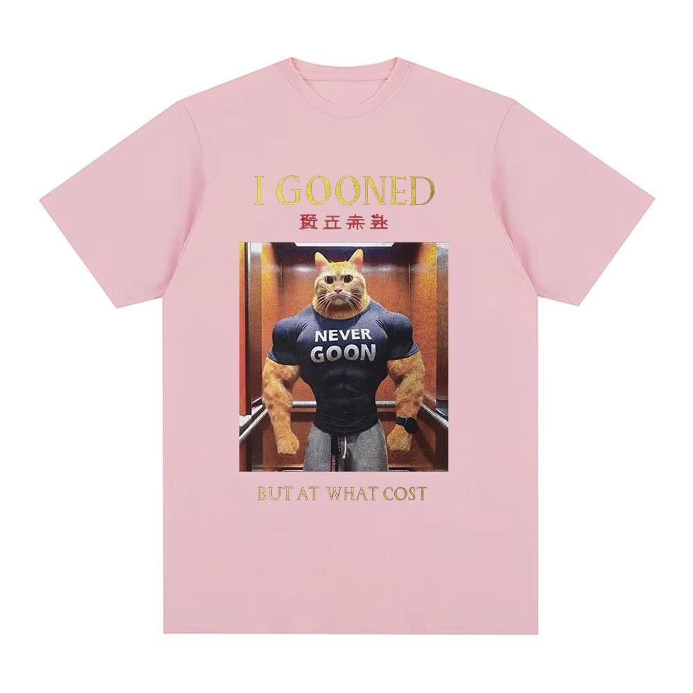 New Funny Japanese Gooning Meme 100cotton Unisexs Oneck shirt I Gooned But At What Cost graphics Womens Short Sleeved Tshirt