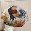 1pc Autumnal Rooster with Berries and Leaves Umbrella with Plastic Handle,Suitable for All Seasons Home Travel Outdoor UmbrellaDD1519