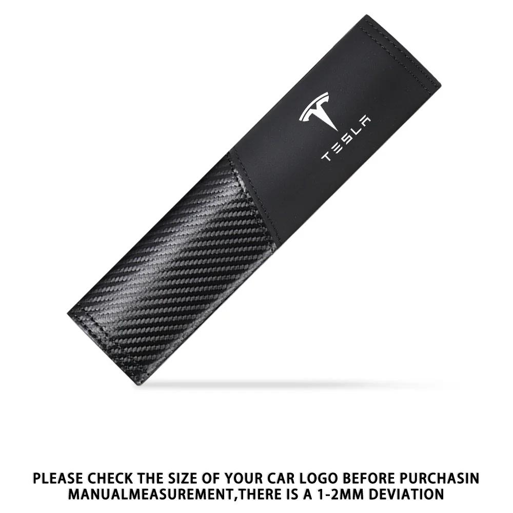 Car Sticker Tesla 2pcs Carbon Fiber Leather Car Seat Belt Shoulder Cover Prevent Tightening For Tesla Model 3 Roadster Model S X 2pcs
