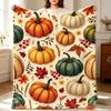 1pc Cozy Warm Flannel Blanket Suitable for Autumn with Pumpkin Maple Leaf Patterns, Soft Bedspread for Sofa Bed Travel & Camping, Contemporary Fall Be