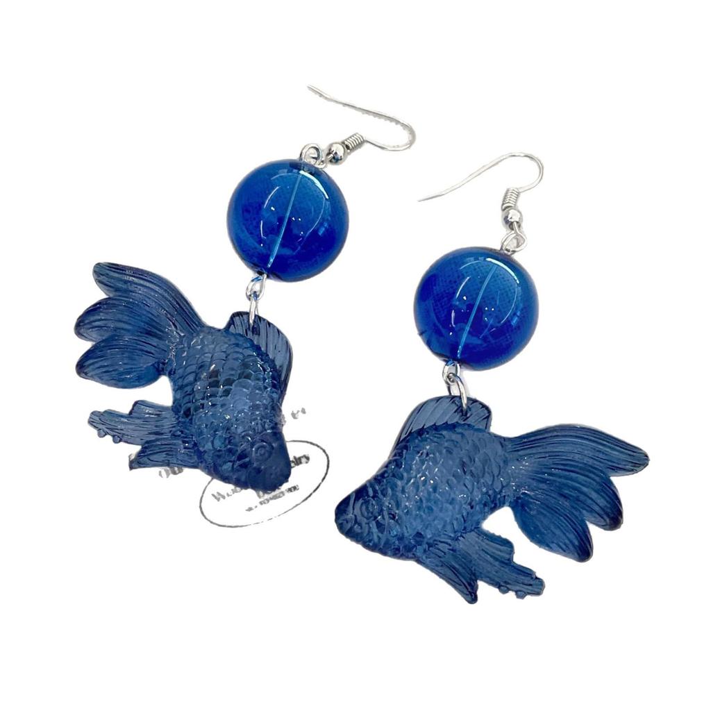 Retro Goldfisch Kristallkugel Ohrringe - Einzigartige Kindliche Glas Blasen Ohrstecker