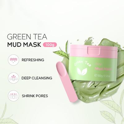 Green Tea Cleansing Mud Mask Acne Blemish Removal Blackheads Acne Applying Mud Mask Moisturizing Masks 100g