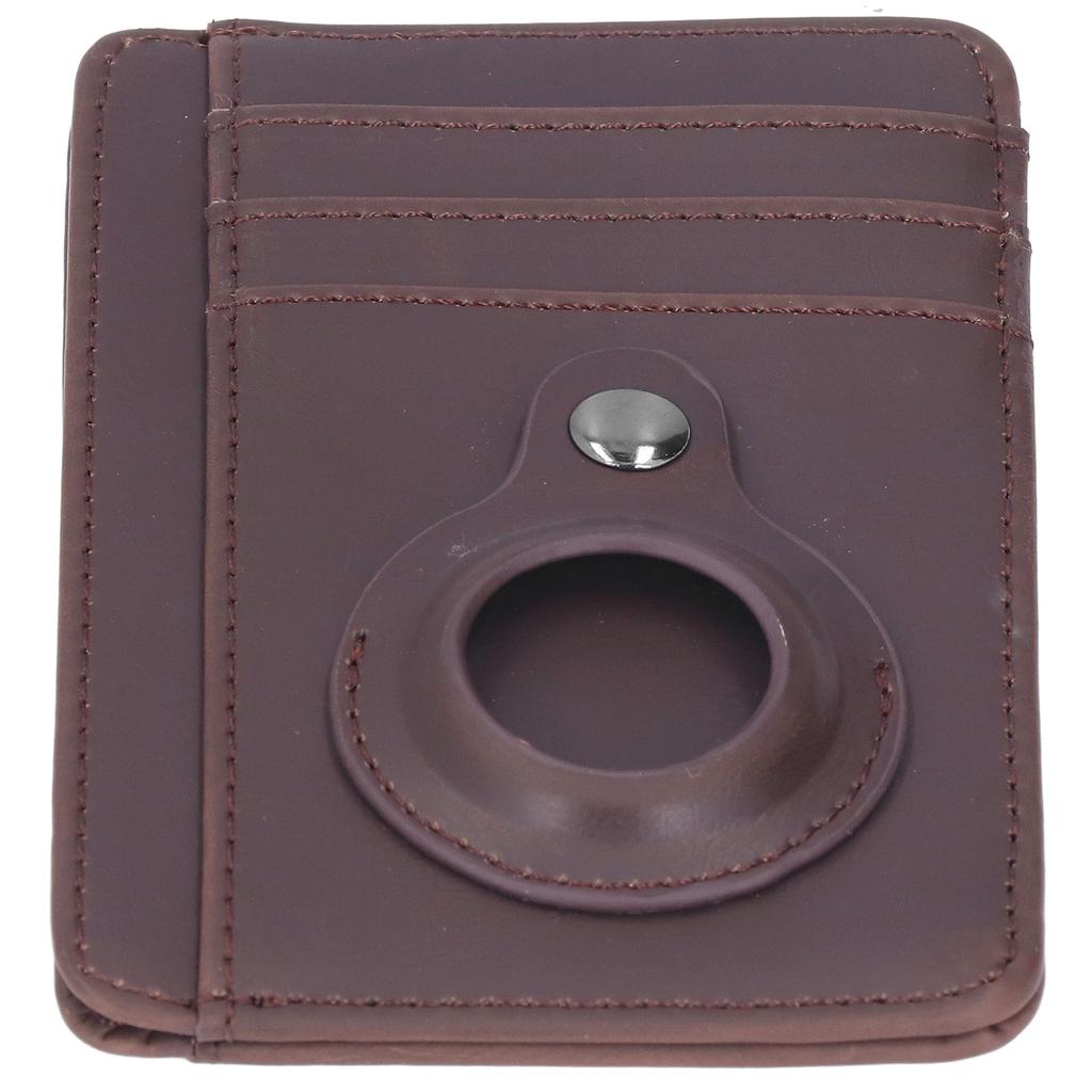 Card Wallet Coffee Color Durable PU Leather Slim Design Portable RFID Blocking for IOS Locator Design RFID Wallet