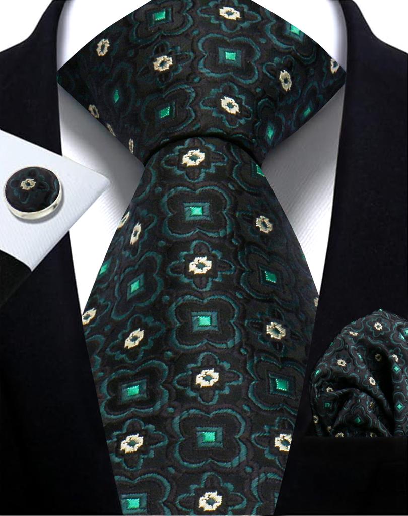 Mens Tie Paisley Jacquard Woven 8Cm Formal Business Wedding Necktie Pocket Square Set Suit Cravat High Quality Handmade Gravata